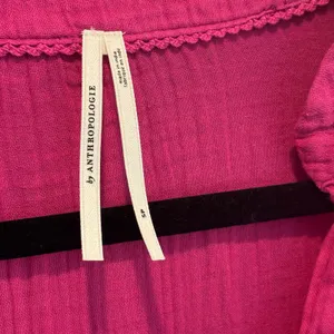 By Anthropologie Pink Gauze Cotton Short Sleeve Tiered Mini Dress - size Small thumbnail 6