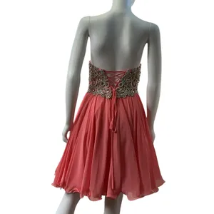 Evenings by Allure Strapless Coral Pink Embellished Corset Dress Size‎ 6 Formal thumbnail 7