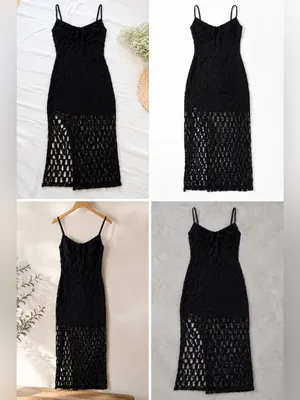 NWOT No Comment Black Lace Midi dress thumbnail 2