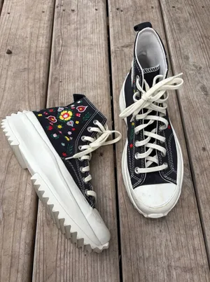 Converse Run Star Hike High Top Sneaker Black Embroidered thumbnail 1