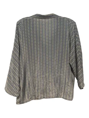 Zara Satin Feel Wrap Front Blouse Blue Grey Print Size Medium thumbnail 3