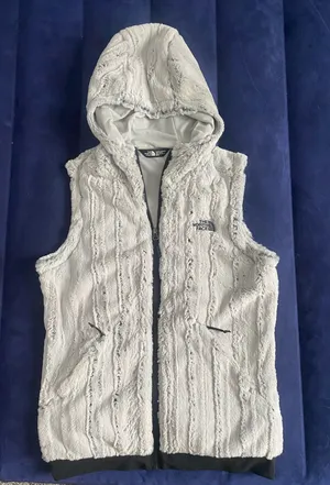 The North Face Furlander Faux Fur Hooded Gray Vest Medium thumbnail 1