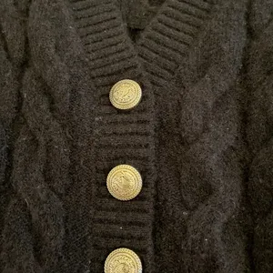 H&M‎ Cable Knit Cardigan S Chunky Chocolate Brown Old Money Wool Blend thumbnail 6