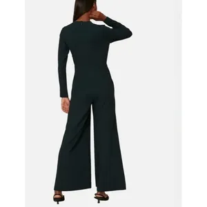 Adam Lippes Dark Green Wide Leg Jumpsuit SIZE 6 Long Sleeve Career Designer $528 thumbnail 4