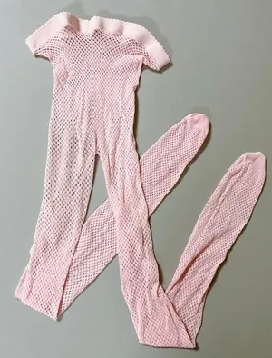 Pastel Pink Fishnets Fishnet Stockings Tights Pantyhose Hosiery Lingerie Size S/M 💘 thumbnail 1