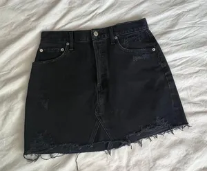 Quinn black denim distressed mini Jean skirt 28 thumbnail 12