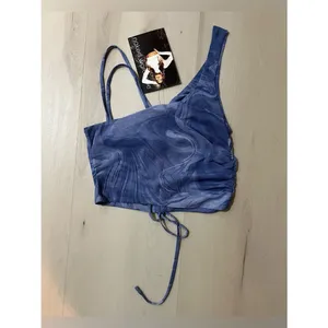 Naked Wardrobe NWT Women Small Blue Marble Swirl Mesh Crop Top thumbnail 4