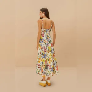 Farm Rio Off-White Greek Garden Lenzing™ Ecovero Euroflax Maxi Dress, Small,$260 thumbnail 3