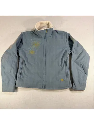 Mountain Hardwear Women's Supplex Jacket Small Faux Fur Floral Blue Plaid thumbnail 3