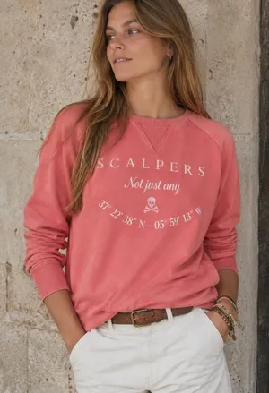 Scalpers Coral Washed Graphic Crewneck Sweatshirt 100% Cotton Size L thumbnail 1