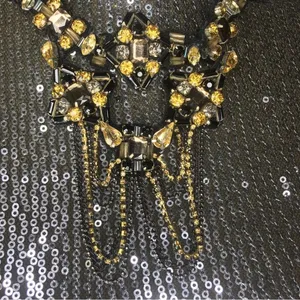 New Free People Black Suede Jeweled Choker Collar thumbnail 3