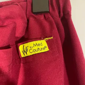 Med Couture Maroon Red Drawstring Waist Medical Scrub Casual Pants Women Sz S thumbnail 7