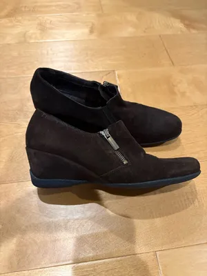 Aquatalia suede brown wedge shoes zipper sz 10 thumbnail 2