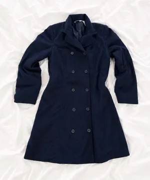 Eddie Bauer Navy Wool Double Breasted Coat Women’s Petite 10 thumbnail 1