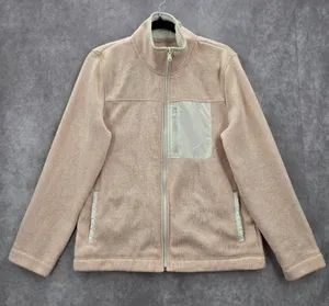 Pink Zipper Long Sleeve Fleece Sweater Coat Jacket‎ Medium thumbnail 1
