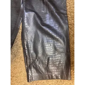 Chicos Faux Leather Croc Embossed Wide Leg Pants Black Size 3 16 XL edgy rocker thumbnail 4