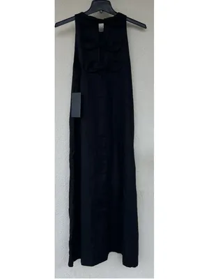 Tuckernuck Black Linen Portia Dress Bow Back Breathable Classic Elegant Coastal thumbnail 6