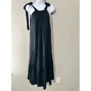 ASOS & Other Stories Gathered Black Tiered‎ Hem Maxi Dress Size 2 thumbnail 2