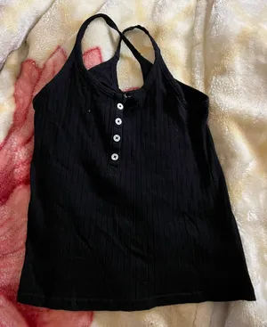 Medium Simple Ribbed Tank Top Black thumbnail 1