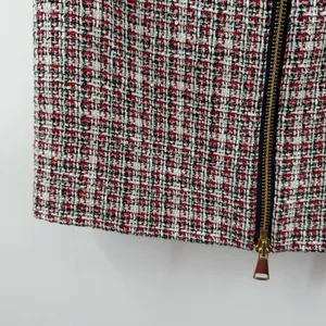 Ronny Kobo Skirt SZ Medium Loretta Tweed Mini Red Navy Gold Front Zip Lined thumbnail 9