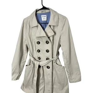 Old Navy Womens‎ Coat Belted Double Breasted Beige Jacket Medium thumbnail 2