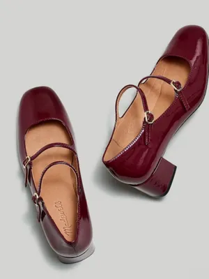 New MADEWELL The Nettie Heeled Mary Jane in Cabernet Patent Leather, W 9.5 NWOB thumbnail 1