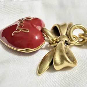 Coach Bow Heart Locket Bag Charm Keychain thumbnail 6