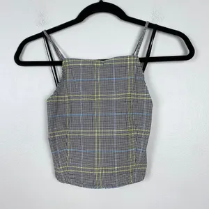 Garage‎ Regina Halter Plaid Cropped Fitted Stretch Retro Inspired Strappy Medium thumbnail 2