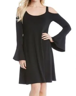 Karen Kane Black Bell Sleeve Cold Shoulder Dress thumbnail 1