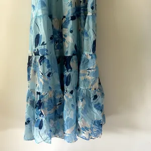 Abercrombie & Fitch Blue Print Ruched Tiered Babydoll Maxi Dress Size S NWT thumbnail 4