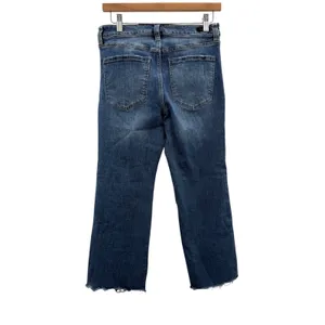 Liverpool LA Crop Flare Jeans‎ Womens 8/29 Blue Raw Hem Distressed Stretch Denim thumbnail 2