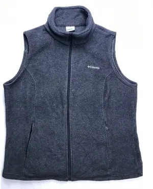 Columbia Womens Fleece Vest Charcoal Gray Full Zip Mock Neck Plus Size 1X‎ thumbnail 1