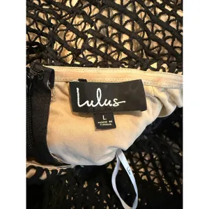 Lulus L Lenaya Strapless Dress‎ Black Crochet Handkerchief Hem Mesh Overlay NEW thumbnail 4