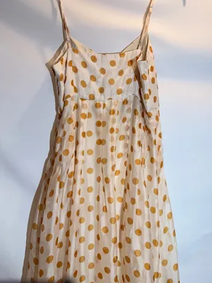 En Saison Ava Gold Polka Dot Ruffle Puff Sleeve Midi Dress Size Medium thumbnail 13