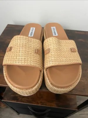 Steve Madden Kayley Raffia Platform Slides 9 thumbnail 4