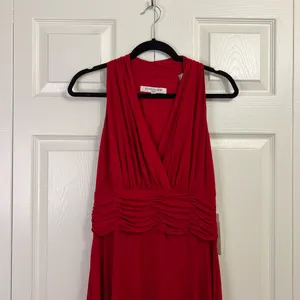 Vintage Evan Picone Red Matte Jersey V Neck Sleeveless Sheath‎ Dress US 12 thumbnail 2