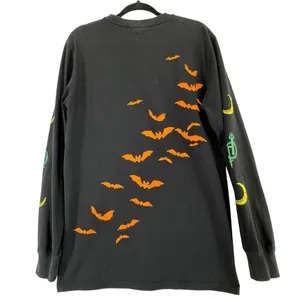 Halloween Black Graphic Sweatshirt Pumpkin Skeleton Haunted House Bats thumbnail 2
