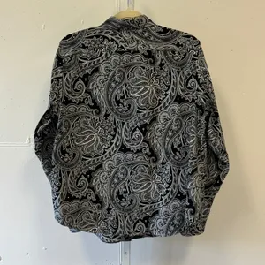 Lauren Ralph Lauren Black White Paisley Non-Iron Cotton Button Down Shirt Large thumbnail 2