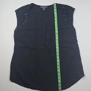 A Pea in The Pod Maternity Short‎ Sleeve Lace Insert Dressy Blouse Black Medium thumbnail 5