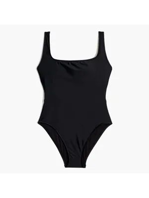 New Madewell Large Second Wave Square Neck Black One Piece Sustainable Swimsuit thumbnail 4