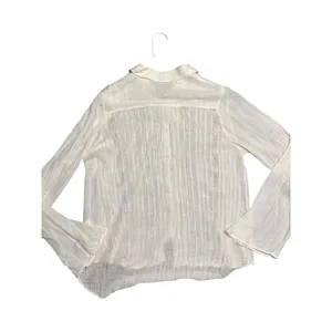 FP One Free People Ivory Sheer Gauze Lace Boho Blouse Button Down XS/S thumbnail 5