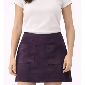 Old Navy Burgundy faux suede pocket front mini skirt 8 thumbnail 1