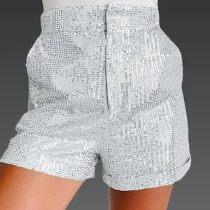 NWT Silver Sequin Women's High Rise Shorts‎ thumbnail 2