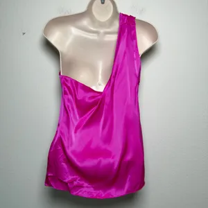 NEW Amanda Uprichard Women 100% Silk Top Small Pink One Shoulder Club Party thumbnail 6