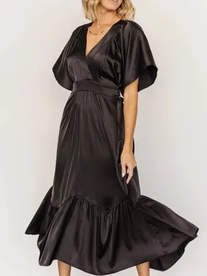 Baltic Born Pasadena Satin Dress Black Large thumbnail 1