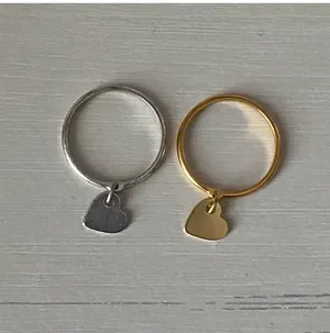 Madewell NWOT 10k gold plated set of two silver and gold dainty heart rings thumbnail 3