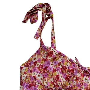 For Love & Lemons Red and Pink Floral Felicia Mini Dress US L thumbnail 5