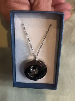Steel necklace with a steel charm thumbnail 1