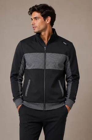 XRAY Sport Men’s Full Zip Performance Jacket Black Gray Colorblock Size Small thumbnail 1