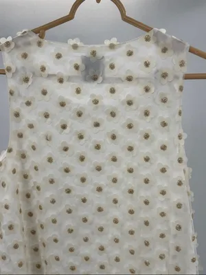 Lili Sidonio cream sheer overlay 3D daisy metallic gold S Mini Dress sleeveless thumbnail 3